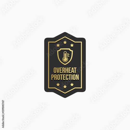 Overheat protection product label isolated EPS. Best overheat protection icon for product packaging design, print design, websites and more about Heat resistant product.