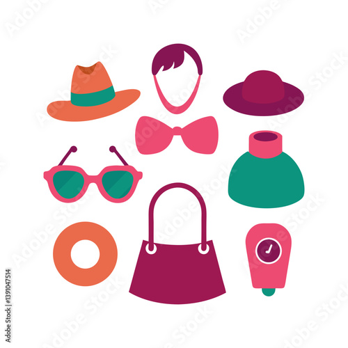 set of fashion clothes