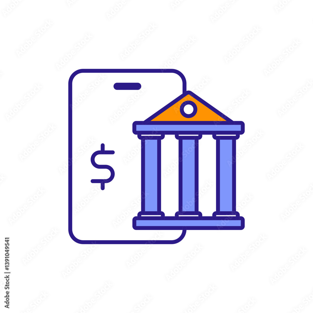 Digital Banking Hub Icon for Integrated Services. Digital Banking Hub Icon for Integrated Services.