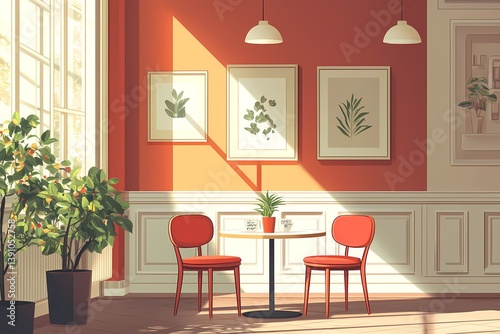 Contemporary Modern Interior Design: Cozy Living Room Decor with Natural Lighting and Elegant Furnishings photo