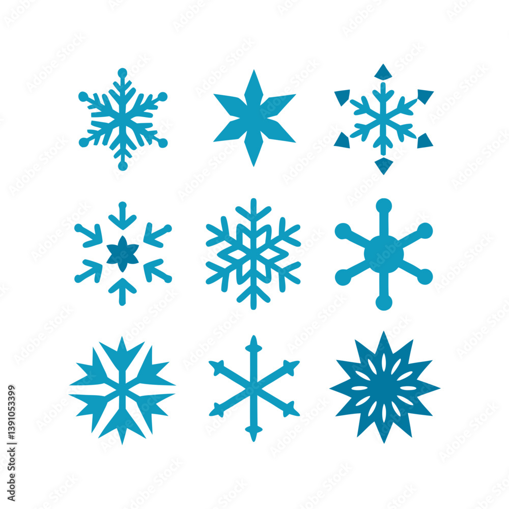set of vector snowflakes