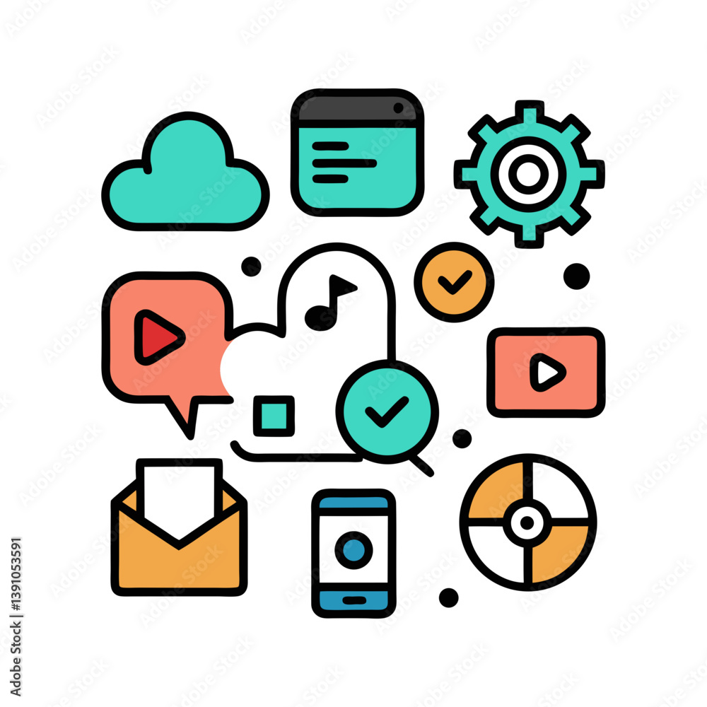 cloud computing concept with icons cloud computing concept with icons