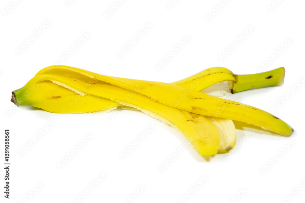 Yellow banana skin isolated