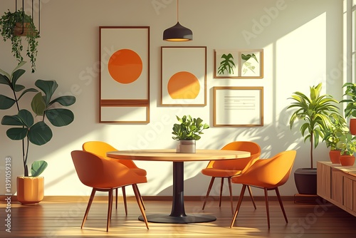 Modern Chic Living Room Design: Cozy Minimalist Interior with Natural Light and Inviting Greenery