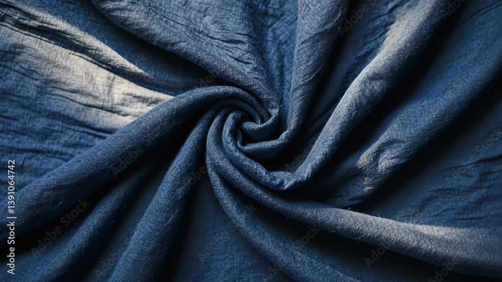Texture of blue linen fabric on a background. Crumpled blue linen material. Enduring trend of blue color. Texture of blue linen fabric on a background. Crumpled blue linen material. Enduring trend of blue color.