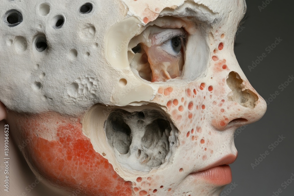 Naklejka premium Anatomical face model, revealing complex structures