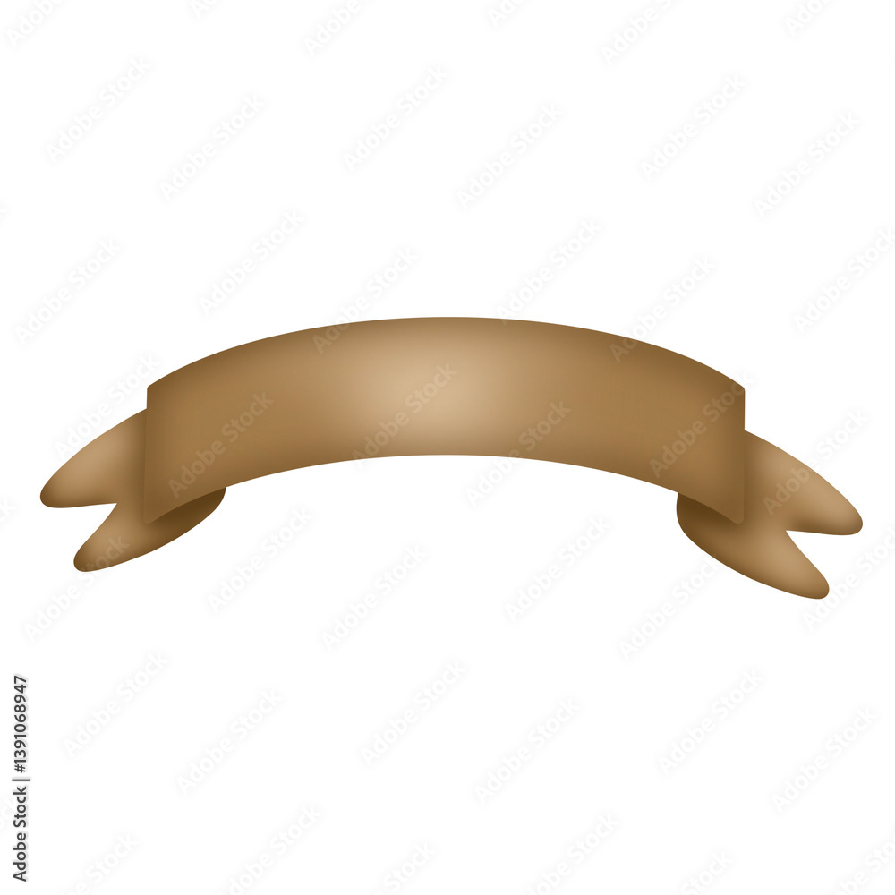 Curved Brown Fabric Banner, Blank Space for Text Curved Brown Fabric Banner, Blank Space for Text