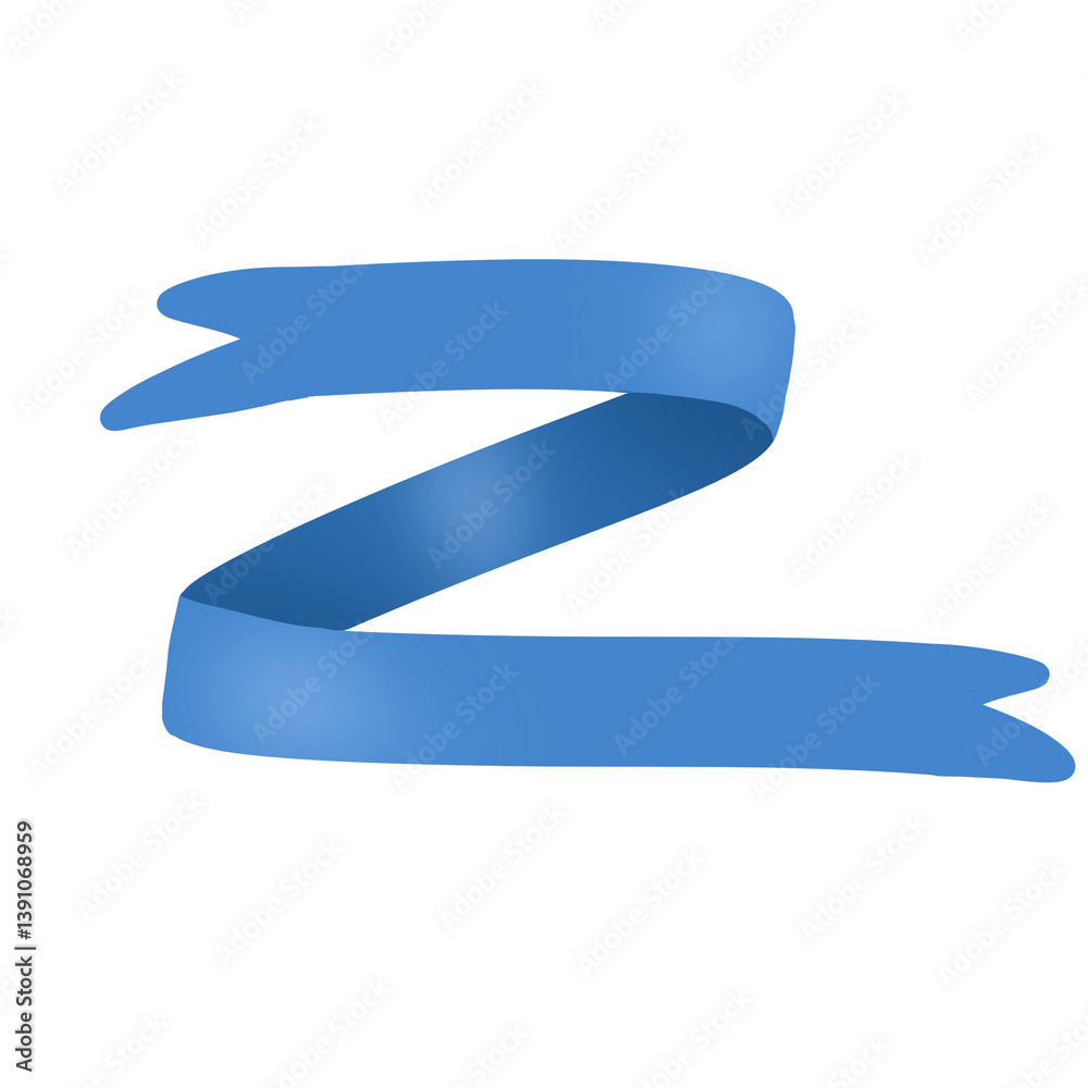 Zigzagging Sky Blue Ribbon Banner, Isolated on White Zigzagging Sky Blue Ribbon Banner, Isolated on White