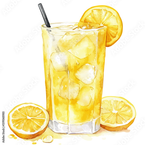 A watercolor painting of Lemonade, isolated on a white background. Lemonade vector

