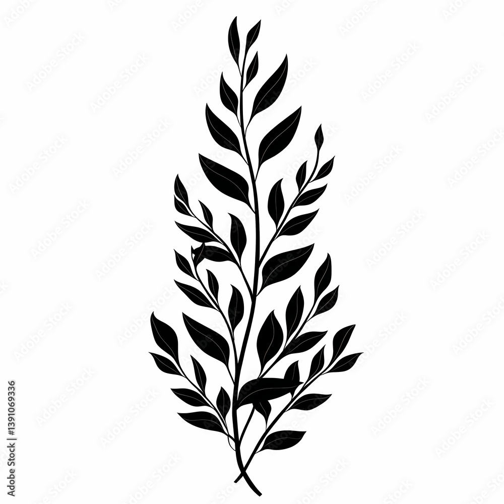 Fototapeta premium Elegant Black and White Botanical Silhouette: Nature-Inspired Art for Valentine's Day