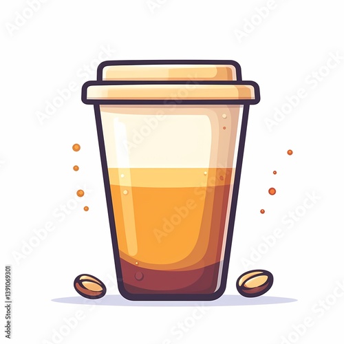 Cartoon Coffee Vector Design: Colorful Takeaway Cup of Caffeine Fix for Morning Rituals