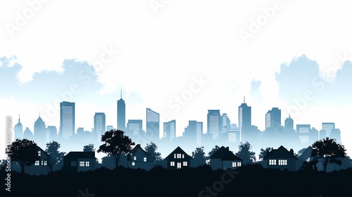 Urban Skyline Silhouette: Cityscape with Modern Architecture at Night