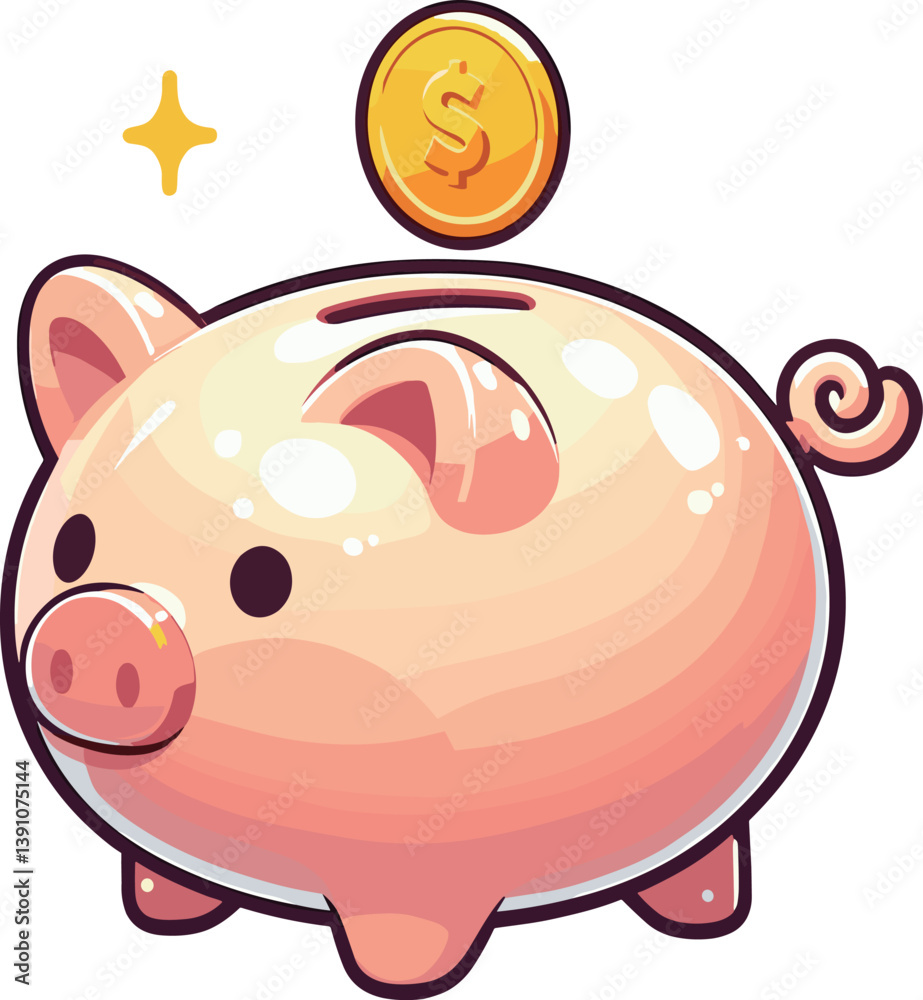Fototapeta premium 豚の貯金箱のイラスト 