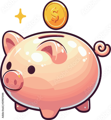豚の貯金箱のイラスト
