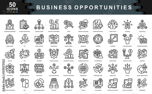 Business Opportunities icon collection set. line vector illustration.