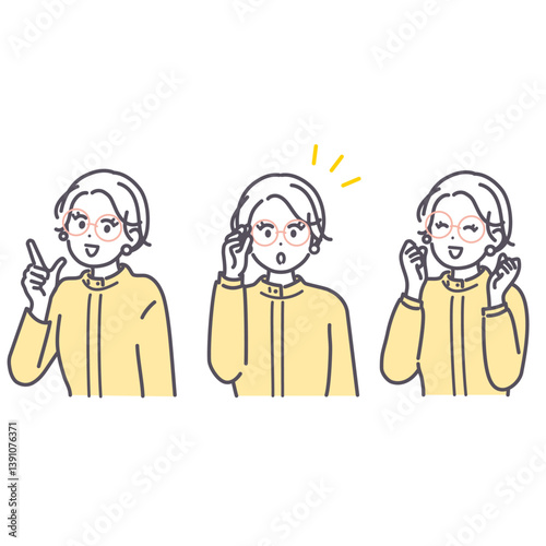 ポジティブなポーズをとる女性のイラスト素材
