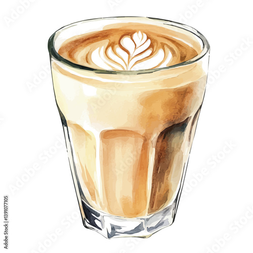 A watercolor painting of Latte, isolated on a white background. Latte vector

