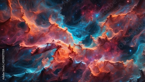 A vibrant and colorful depiction of a celestial nebula