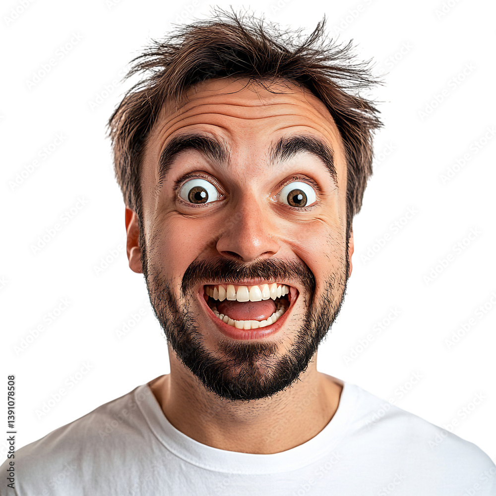 A Man with Playful Grin Raising Eyebrows and Beard Isolated on Transparent Background A Man with Playful Grin Raising Eyebrows and Beard Isolated on Transparent Background