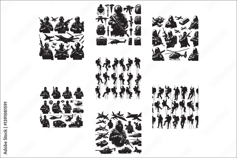 Obraz premium Shadow Stalker Ninja Commando Insignia: Tactical Warriors Vector Art