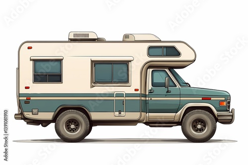 Retro RV Road Trip Adventure - Classic Camper Design for Outdoor Travel and Nomadic Living