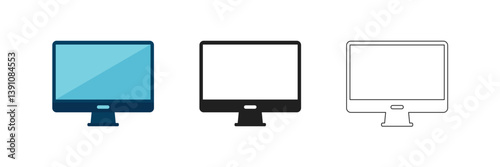 Computer monitor screen flat icon for apps and websites