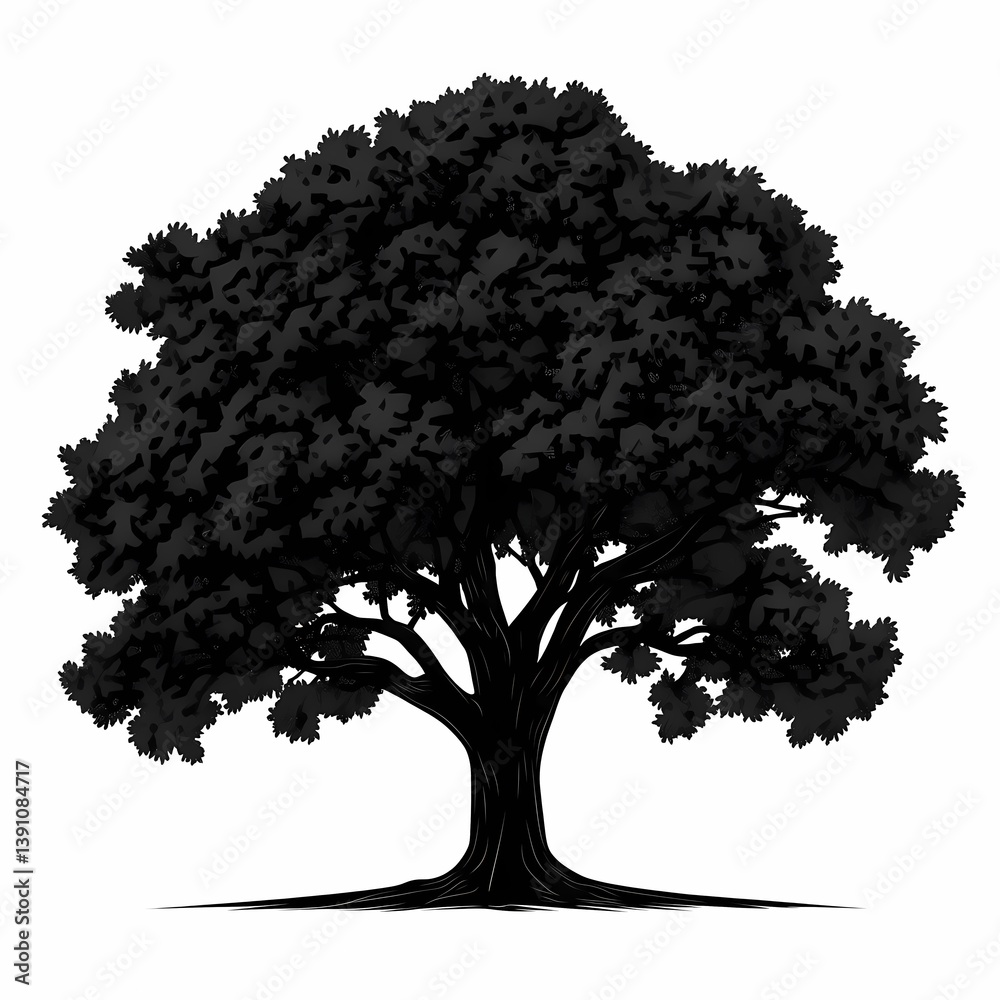 Fototapeta premium Eco-Friendly Black Tree Silhouette: Elegant Nature and Botanical Art