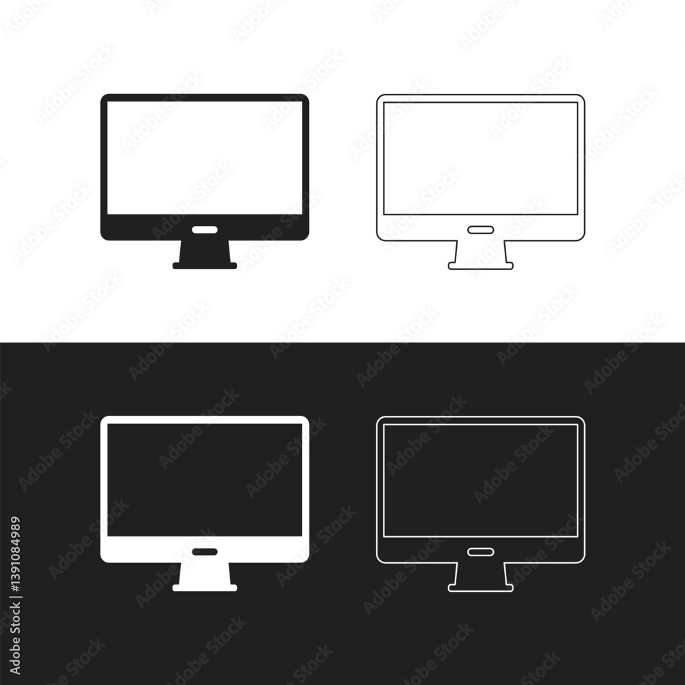 Computer monitor screen flat icon for apps and websites Computer monitor screen flat icon for apps and websites