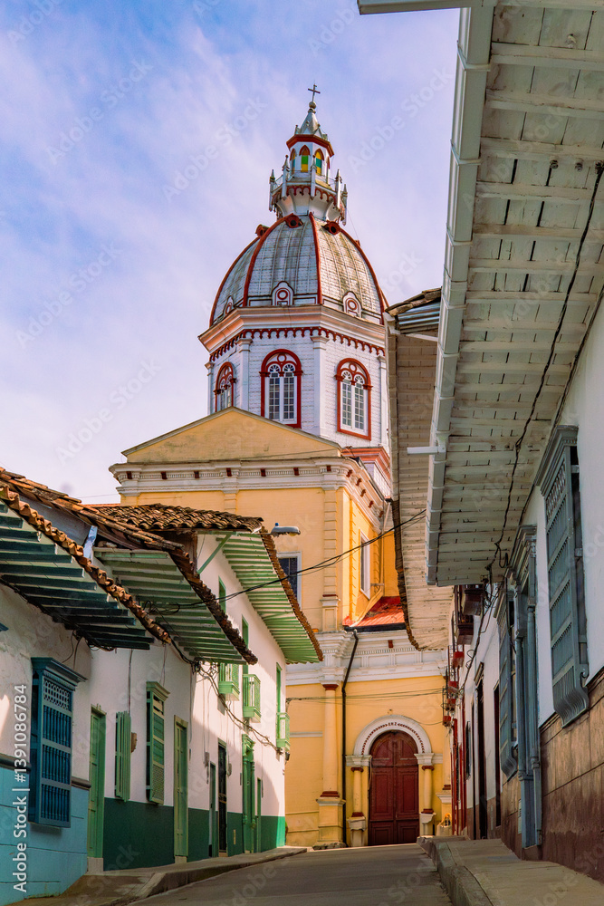 Obraz premium Church in the picturesque main square of a town
