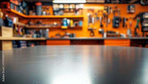 Well-organized workshop with a workspace in focus