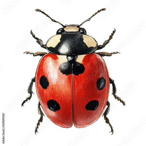 A watercolor painting of Ladybug, isolated on a white background. Ladybug vector

