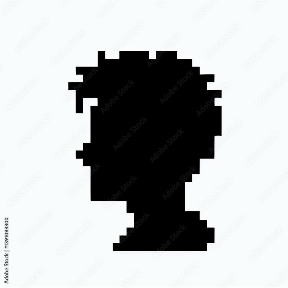 Pixelated Profile Silhouette Facing Left suitable for multimedia project Pixelated Profile Silhouette Facing Left suitable for multimedia project