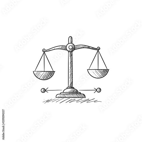 Load Balancer Icon – Hand-Drawn Scales Sketch for Server Management Presentations, Traffic Distribution Infographics, and High Availability Concepts