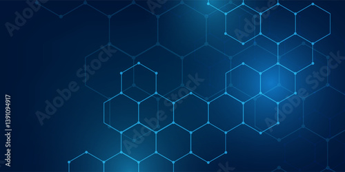 Abstract blue technology hexagonal background
