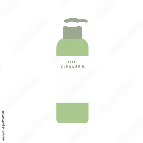 Sage Green Oil Cleanser Bottle Illustration