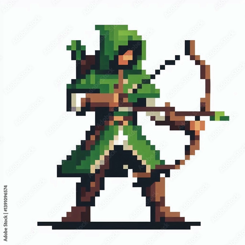 Obraz premium Pixelated Forest Archer Character suitable for multimedia project