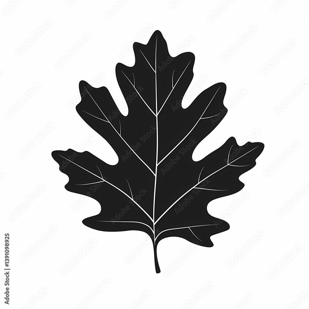 Fototapeta premium Minimalist Black Silhouette Autumn Leaf. Artistic Eco-Friendly Botany Illustration