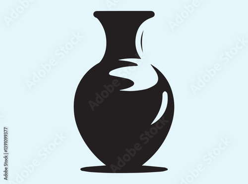 Artistic Black Silhouette of a Ceramic Vase
