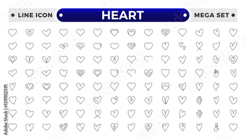 Heart outline icon set. Life, heartbeat, caring, passion, healthcare, emotional, like, charity and more.
