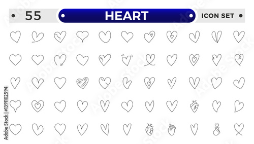 Heart outline icon set. Life, heartbeat, caring, passion, healthcare, emotional, like, charity and more.