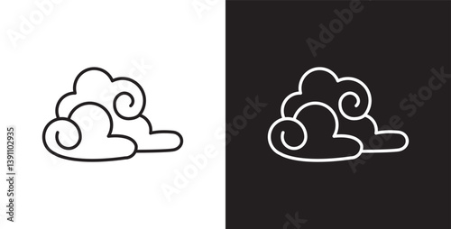 Cloud icon with thin line. Cloud vector illustration icon in transparent and black background.