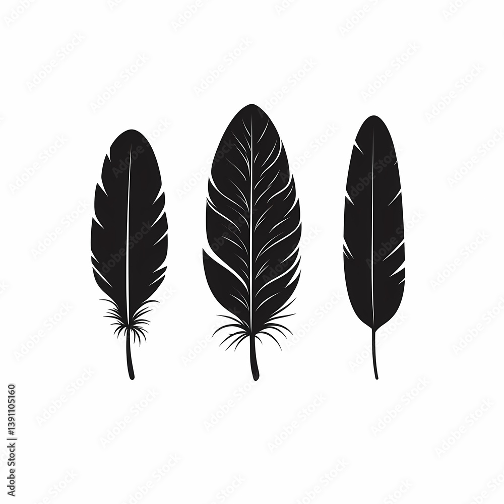 Rustic Eco-Friendly Black Feather Pattern Illustration for Bohemian Crafting and Textile Design Rustic Eco-Friendly Black Feather Pattern Illustration for Bohemian Crafting and Textile Design