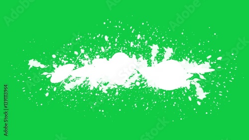 Dynamic White Ink Splash Explosion with Green Screen Background