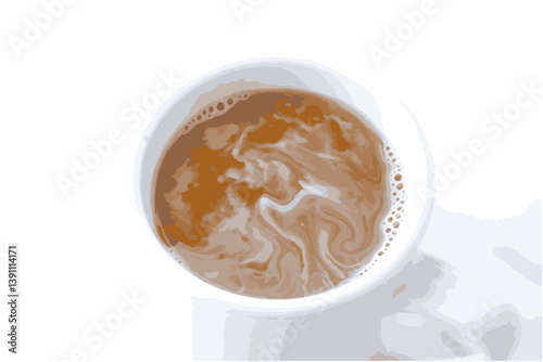 ゆっくりコーヒーを楽しんでいる、コーヒーブレイクのイメージ（ベクター素材）

