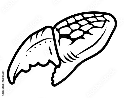 Crab claw icon with textured upper shell and jagged pincer tip.
