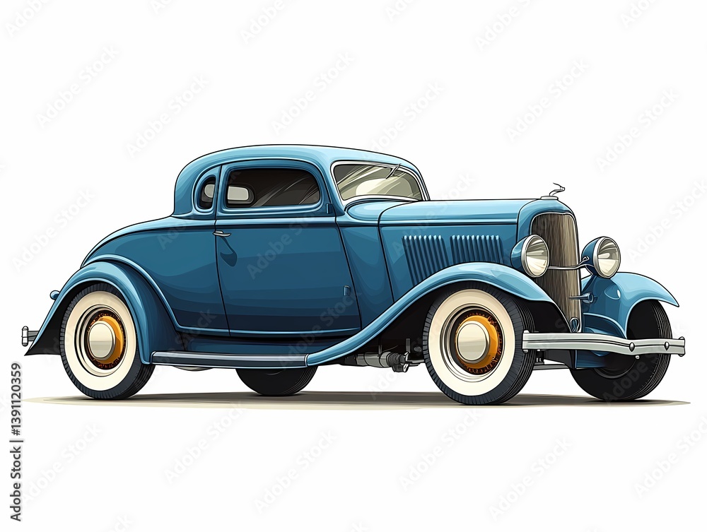 Timeless Beauty: Classic Blue Coupe with Retro Car Styling and Chrome Accents from 1930s Design – A Collector’s Iconic Antique Vehicle Timeless Beauty: Classic Blue Coupe with Retro Car Styling and Chrome Accents from 1930s Design – A Collector’s Iconic Antique Vehicle