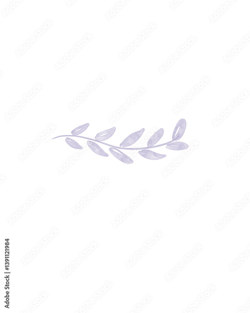 Obraz premium Lavender Watercolor Twig with Delicate Leaf Sprig