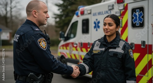 EMT worker and paramedic in conversation