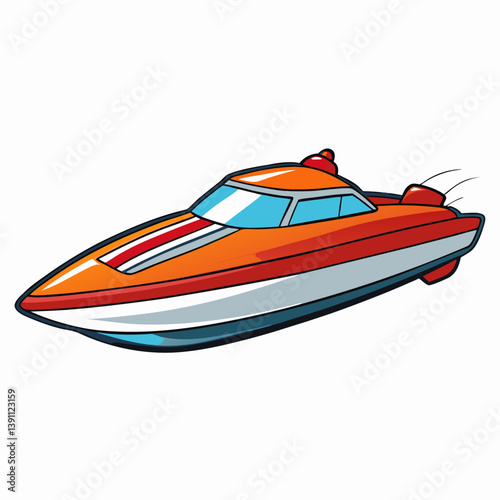 motor boats on white background