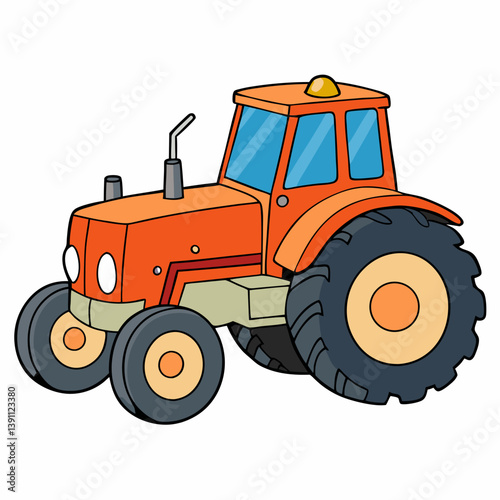 red tractor isolated on white